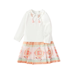 巴拉巴拉 女童新中式汉服马面裙套装 红色调00366 110cm