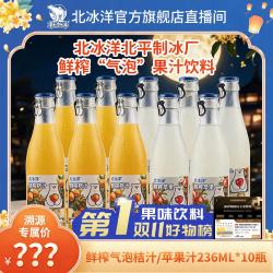 北冰洋 鲜榨桔汁/苹果气泡果汁饮料236ml*10瓶 到手12瓶