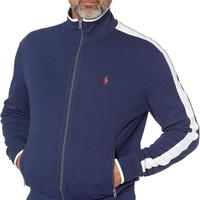 Polo Ralph Lauren Men's Interlock Track Jacket, Navy, Blue, Stripe, XXL