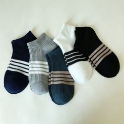 男士竖纹针织短筒袜 5双 均码