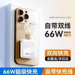 渟泓 迷你小巧充电宝10000毫安自带线超级快充闪充可上飞机适用华为小米苹果移动电源便携式