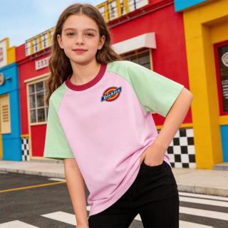 Dickies 短袖t恤男女童宽松纯棉夏季中大童插肩袖青少年休闲宽松半袖体恤