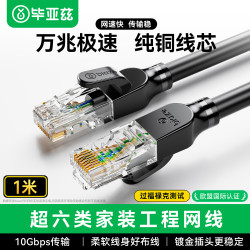 毕亚兹 纯铜超六类万兆网线 CAT6A类成品线 家用电脑网络宽带工程跳线兼容千兆8芯2.5g连接线 1米