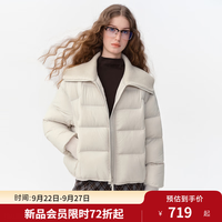 独束 新款大码女装针织拼接短款羽绒服26冬季加绒保暖外套 浅米灰 2XL （尺码：4）