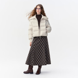 独束 大码女装针织拼接短款羽绒服26冬季加绒保暖外套 浅米灰 2XL （尺码：4）