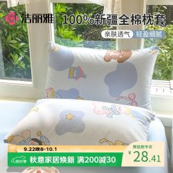 洁丽雅 100%棉全棉枕套学生家用枕芯套一对装48*74cm 企鹅