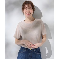 any FAM时尚设计感简约气质可机洗闪光平纹T恤女ONWARD