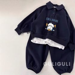 麦科贝尔 男女童宝宝春秋两件套洋气新款运动假两件上衣儿童休闲中大童套装