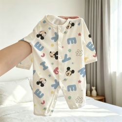 迪士尼 婴儿连体衣长袖新生儿纯棉萌趣哈衣春秋季男女宝宝爬服睡衣