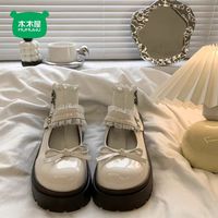 百亿补贴:木木屋 大童厚底小皮鞋秋季新款白色玛丽珍鞋甜美蝴蝶结学生皮鞋