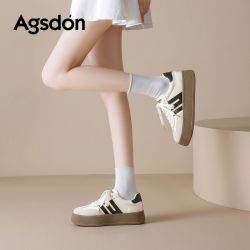 奥古狮登 厚底德训鞋女2026新款秋季复古小白鞋休闲巨好看运动板鞋