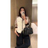 大婉酱 逛街聚会松弛感撞色立领外套26秋新女百搭上衣