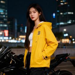 MLB 男女情侣大LOGO连帽防泼水夹克外套25春秋WJB80