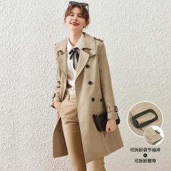 白鹿语 春季西装领腰带通勤中长款女式外套