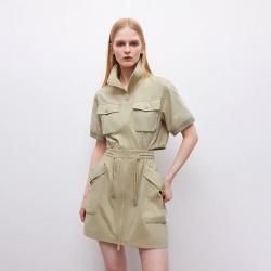 ONLY 秋季机能风多口袋纯色显瘦短袖短裙连衣裙女