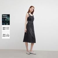 ONLY 秋季莱赛尔U型领开衩牛仔背带裙高级感连衣裙女