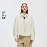 ONLY 秋季宽松双面呢短款翻领衬衫版型毛呢大衣女