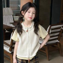 NAIYOU KIDS NAIYOUKIDS 奶油kids童装女童双拉链针织马甲背心春夏无袖开衫