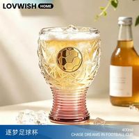 乐唯诗 网红个性精酿啤酒杯玻璃杯创意大容量女生牛奶果汁杯 逐梦足球杯400ml*1