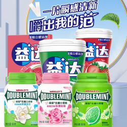 益达 无糖口香糖木糖醇约40粒/瓶清新口气糖果冰凉薄荷办公室零食 口香糖40粒-益达3瓶+绿箭3瓶