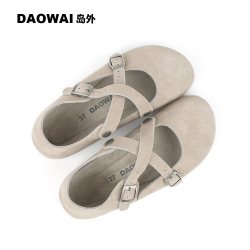 岛外 秋冬半包头交叉扣带软木鞋