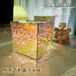 郁金香小夜灯花海手工diy材料包 创意玫瑰送女友送闺蜜礼物