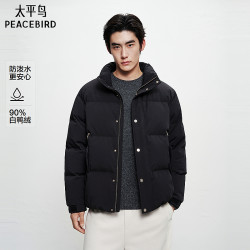 太平鸟 男装2025年冬季新款黑金防寒男短款立领羽绒服BAACF422L