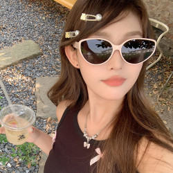 诗沫新款复古猫眼粉色偏光墨镜女韩系个性时尚方圆脸显瘦太阳眼镜