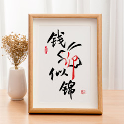 钱兔似锦兔年新年谐音梗装饰画摆台件新居入伙乔迁送礼物书法挂画