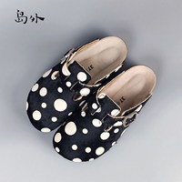 岛外 波点扣带时尚男女拖鞋2324
