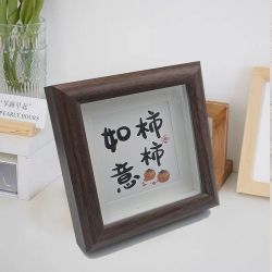 ins卡通文字心想事成相框摆台方4寸10×10木质玻璃相框桌面装饰画