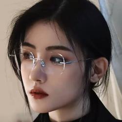 眼镜高启兰同款无框金丝眼镜女近视可配度数无边框超轻纯钛高级感