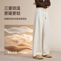 MISSWISS 弯刀休闲裤女秋季新款百搭高弹显瘦显腿长运动阔腿卫裤子
