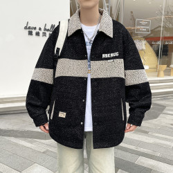 2025青少年男生秋季新款拼色夹克外套时尚休闲春装学生宽松简约帅