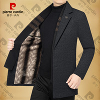 皮尔·卡丹 皮尔卡丹男士新款加绒加厚围巾领西服秋冬季保暖中长款西装男装潮