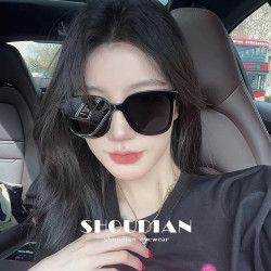 时尚潮流墨镜女显瘦大框遮阳防紫外线太阳眼镜夏季网红百搭黑色