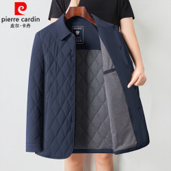 皮尔·卡丹 皮尔卡丹秋冬款男士棉衣含桑蚕丝舒适外套翻领棉服中年棉袄爸爸装