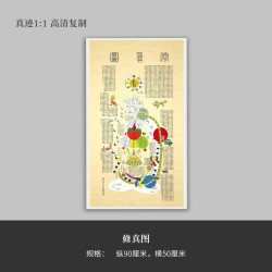 国画《修真图》高清原大复制品立轴装饰画