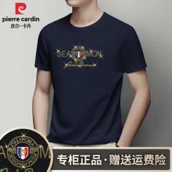 皮尔·卡丹 皮尔卡丹正品轻奢潮牌烫钻印花修身圆领短袖夏季高档半袖T恤P6297