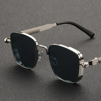 2025新款复古方框蒸汽朋克金属太阳镜欧美通用个性墨镜sunglass