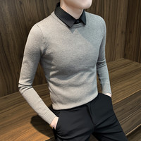 假两件衬衫领毛衣男款爆款2026新款男装春秋款高级男士打底针织衫
