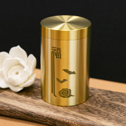 黄铜福字茶叶罐茶桌装饰品摆件.办公室客厅家居创意摆件手工小号.