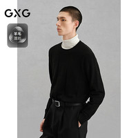 GXG 男装 商场同款黑色低领毛衣男士通勤打底衫冬#G24X204045