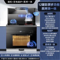 旺厨好太太 900mm电磁炉语音集成灶 自动清洗侧吸下排式