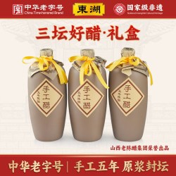 东湖 山西老陈醋6度坛装手工五年陈酿礼盒装中华山西特产送礼 600ml*3坛