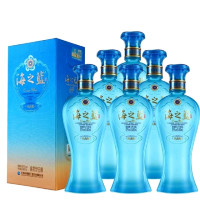 淘金币58.6元、今日必买：洋河 海之蓝 风尚版 52度 绵柔型白酒 480ml*6瓶整箱
