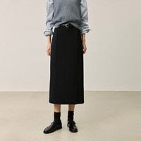 LILY 复古简约黑色直筒半身裙