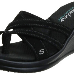 Skechers 斯凯奇 女式 38465 楔形凉鞋 38465 防水 Black 尺码6