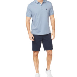 NAUTICA 男士 棉质两色领口短袖POLO衫 吸湿排汗运动风