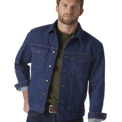 Wrangler 威格男士牛仔夹克 西部风修身翻领男装长袖外套春秋无衬里牛仔服 Denim Small